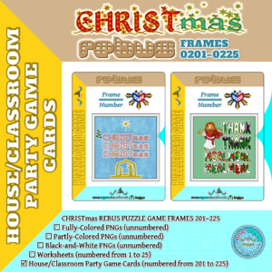 CHRISTMAS Rebus Puzzle Party Game Cards 201–225