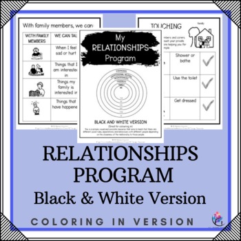 Relationships Social Circle Program Black/White Printable Worksheets