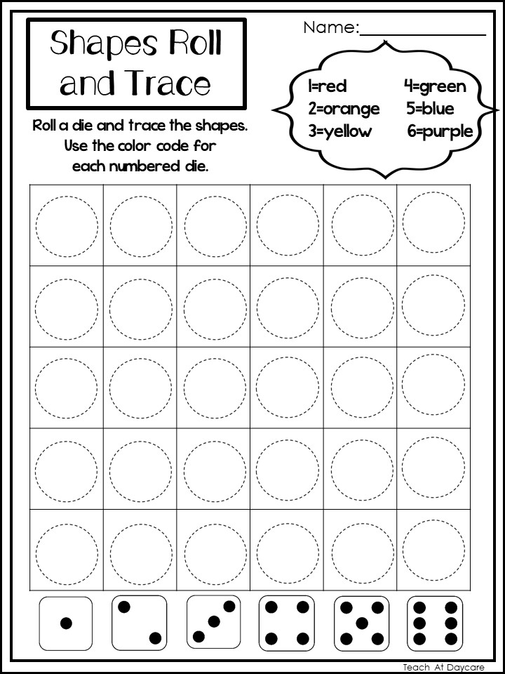 14 printable 2 d shapes roll and trace worksheets made by teachers