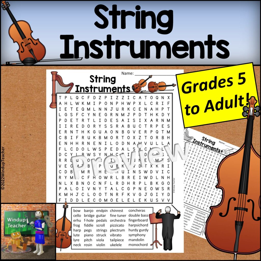 String Instruments Word Search HARD Made By Teachers