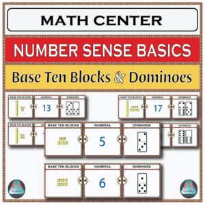 Math Center: Base Ten Blocks and Dominoes printable