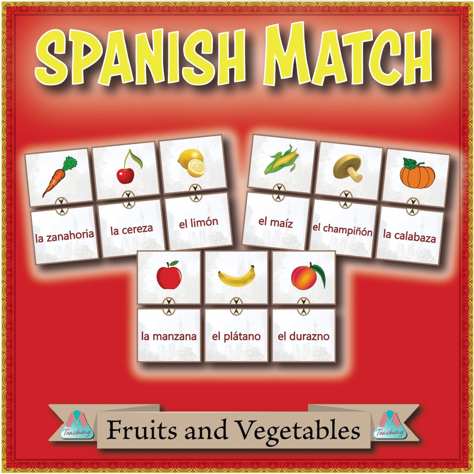Spanish Match - Fruits and Vegetables | Made By Teachers
