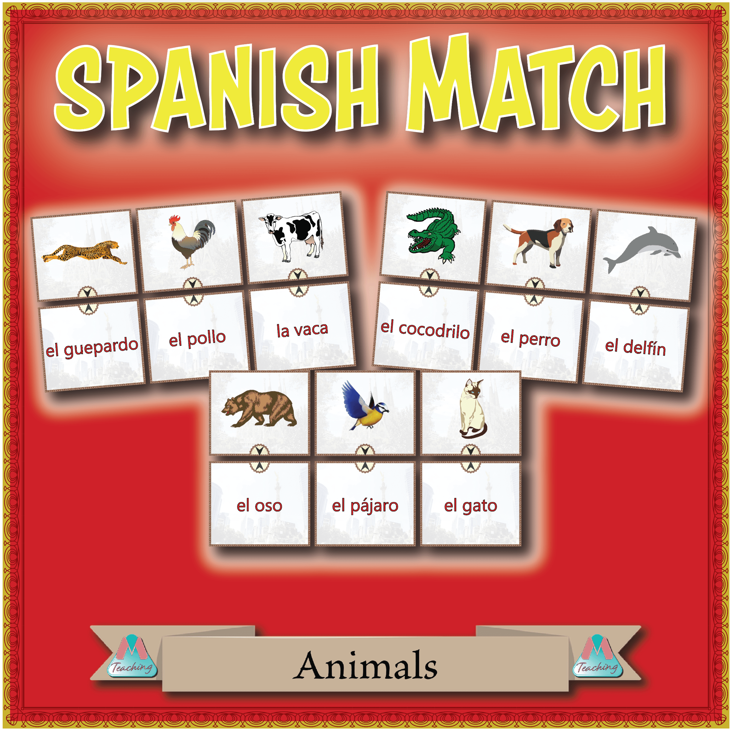 Spanish Match - Animals printable