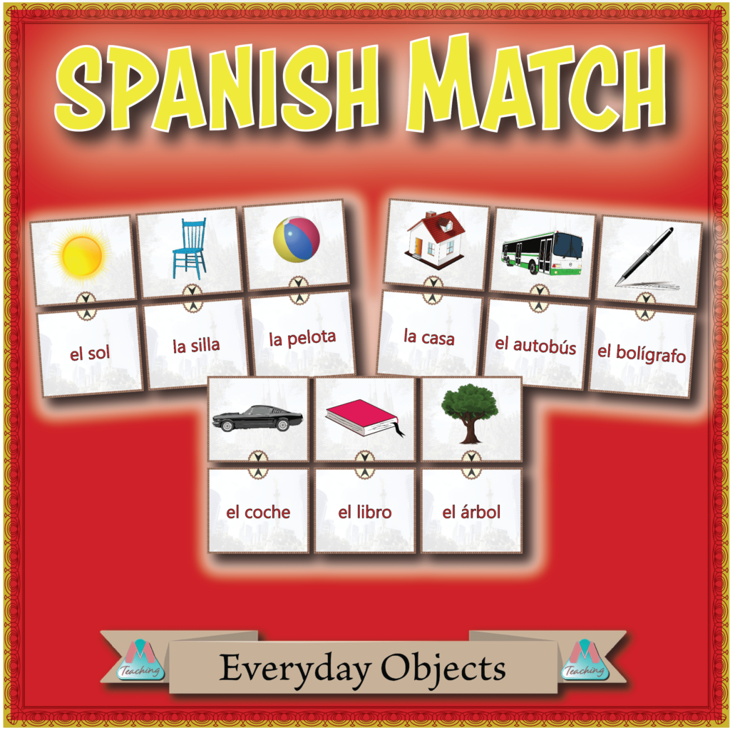 Spanish Match & Task Cards Basic Vocabulary Bundle Made By Teachers