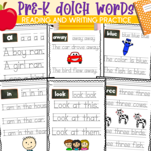 Pre-K Dolch Words Reading and Writing Practice