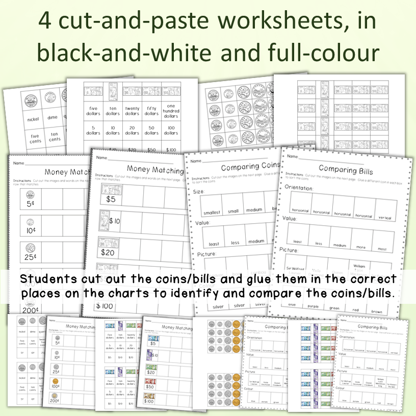 identifying canadian money worksheets made by teachers