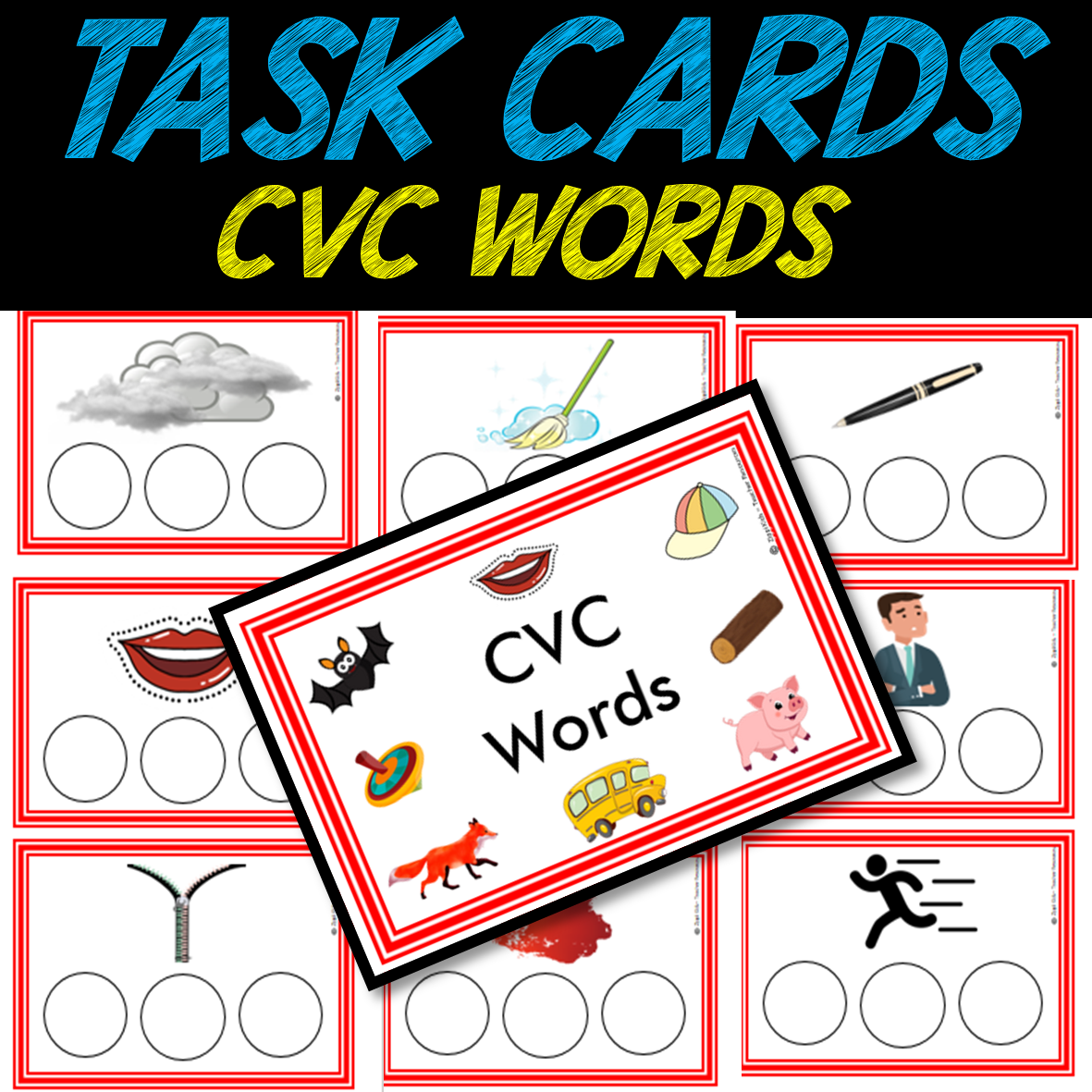 CVC Words TASK CARDS | Phonics | Easy PREP