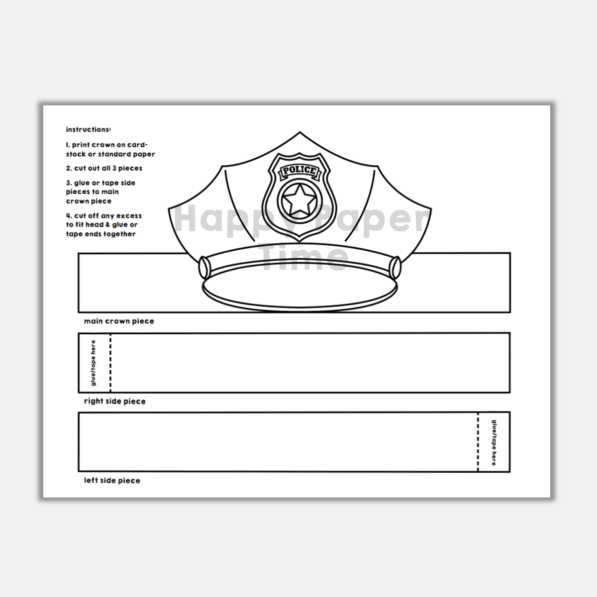 Printable Police Hat Template Ubicaciondepersonas cdmx gob mx