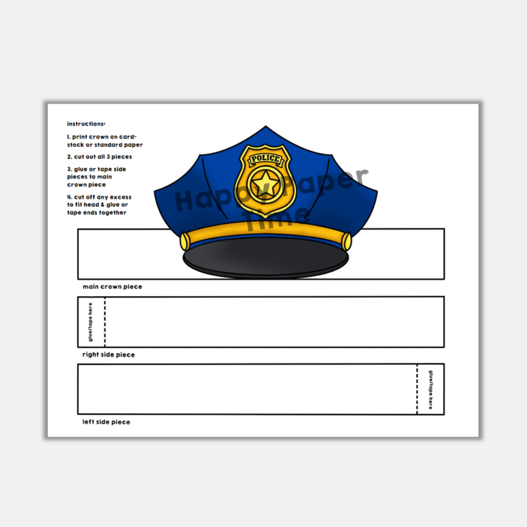 Police Hat Paper Crown Printable Costume Craft Made By Teachers Police Hat Paper Crown Printable Costume Craft Made By Teachers