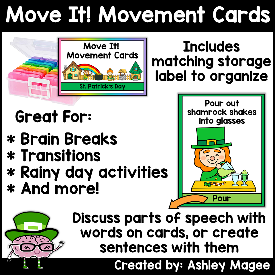Move It! Movement Cards St. Patrick's Day Theme - Made By Teachers