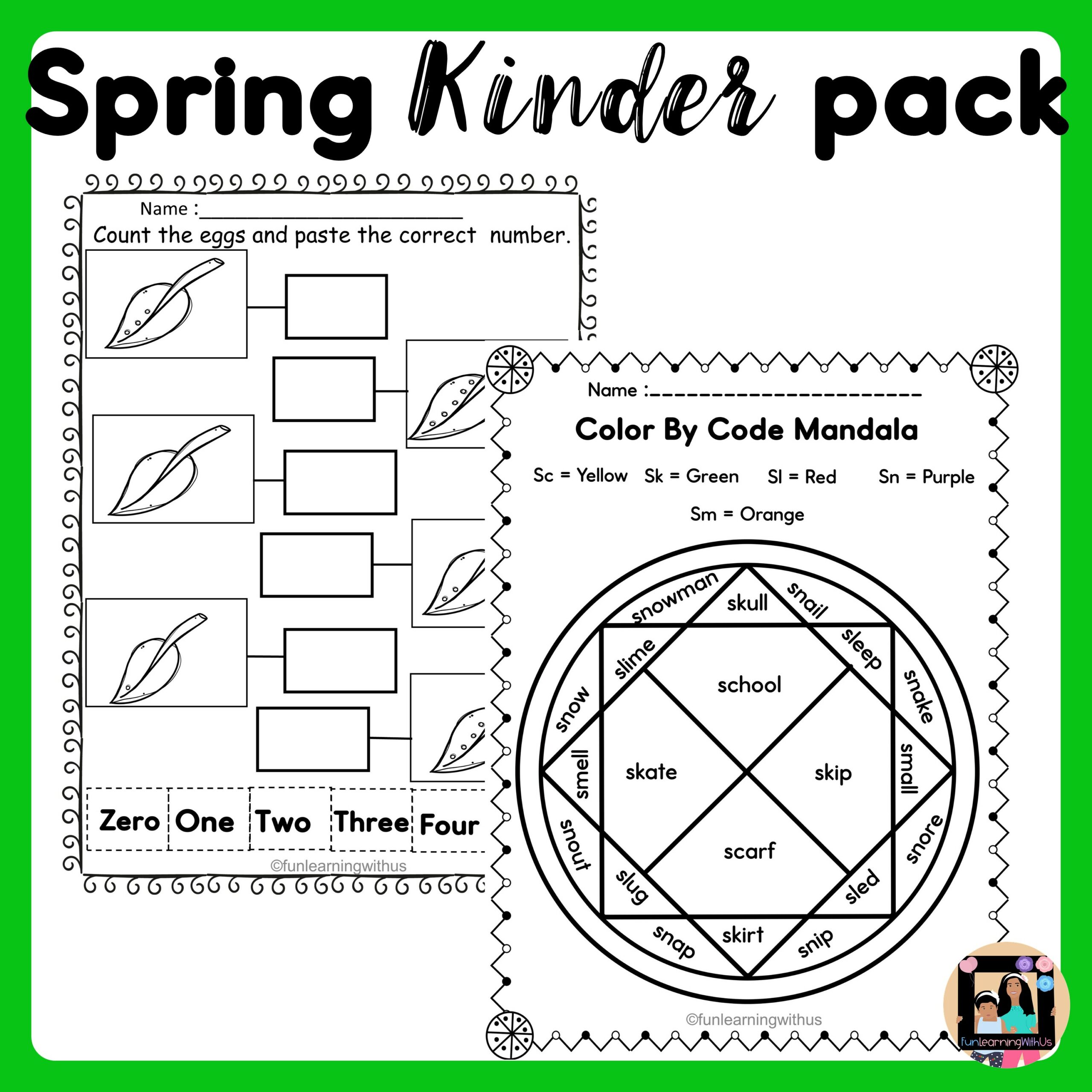 Spring Literacy & Numeracy Learning Kinder Pack Printable Worksheets
