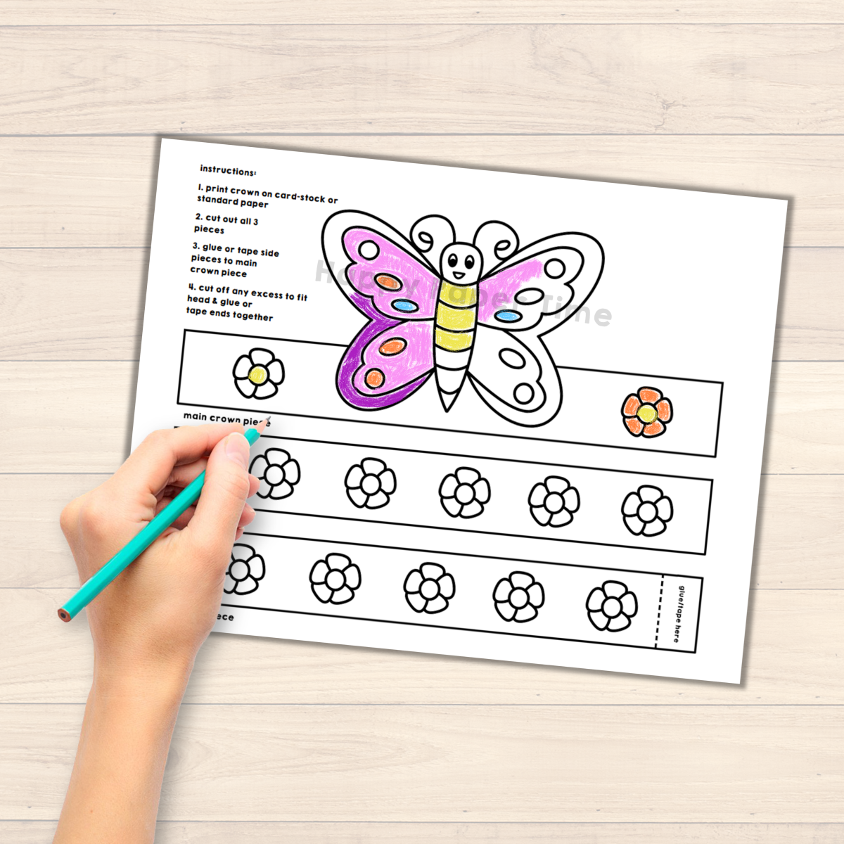Butterfly Paper Crowns Printable Coloring Craft | Made By Teachers