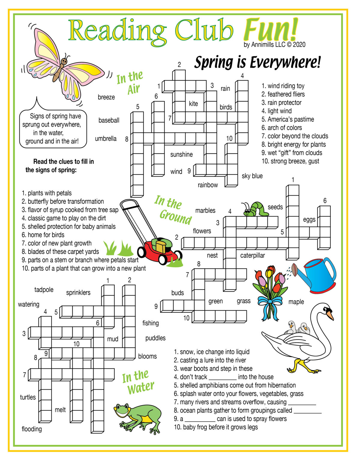 Signs of Spring Everywhere Printable Crossword Made By Teachers