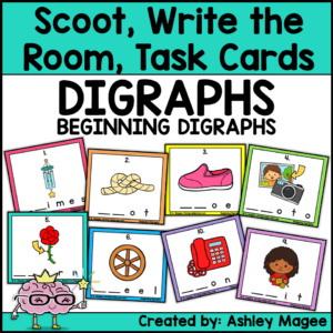 Phonics Scoot Beginning Digraphs Scoot Write the Room Task Cards Center
