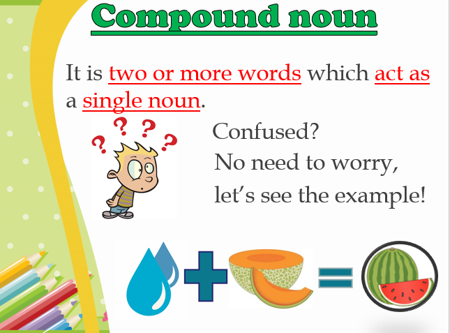 compound noun for power point slides and pdf worksheets made by teachers