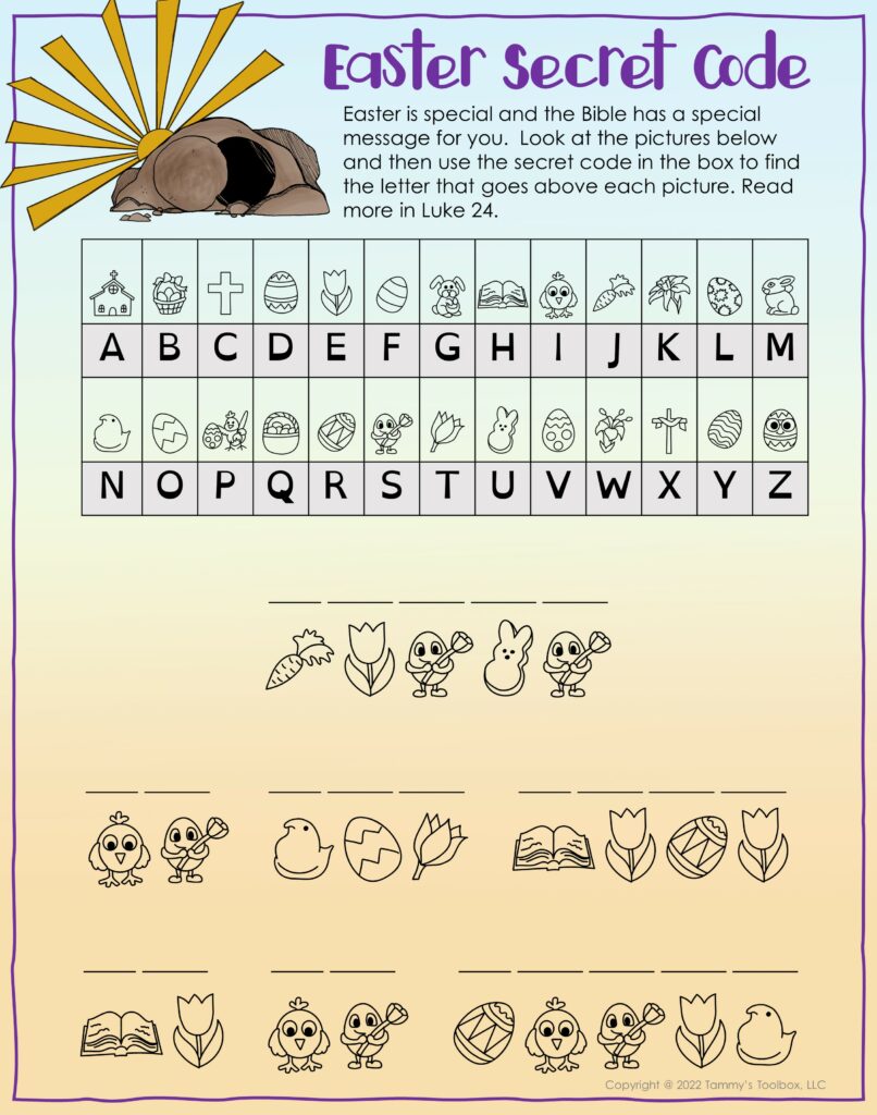 Easter Activity Bible Verse Secret Code with Poster | Made By Teachers