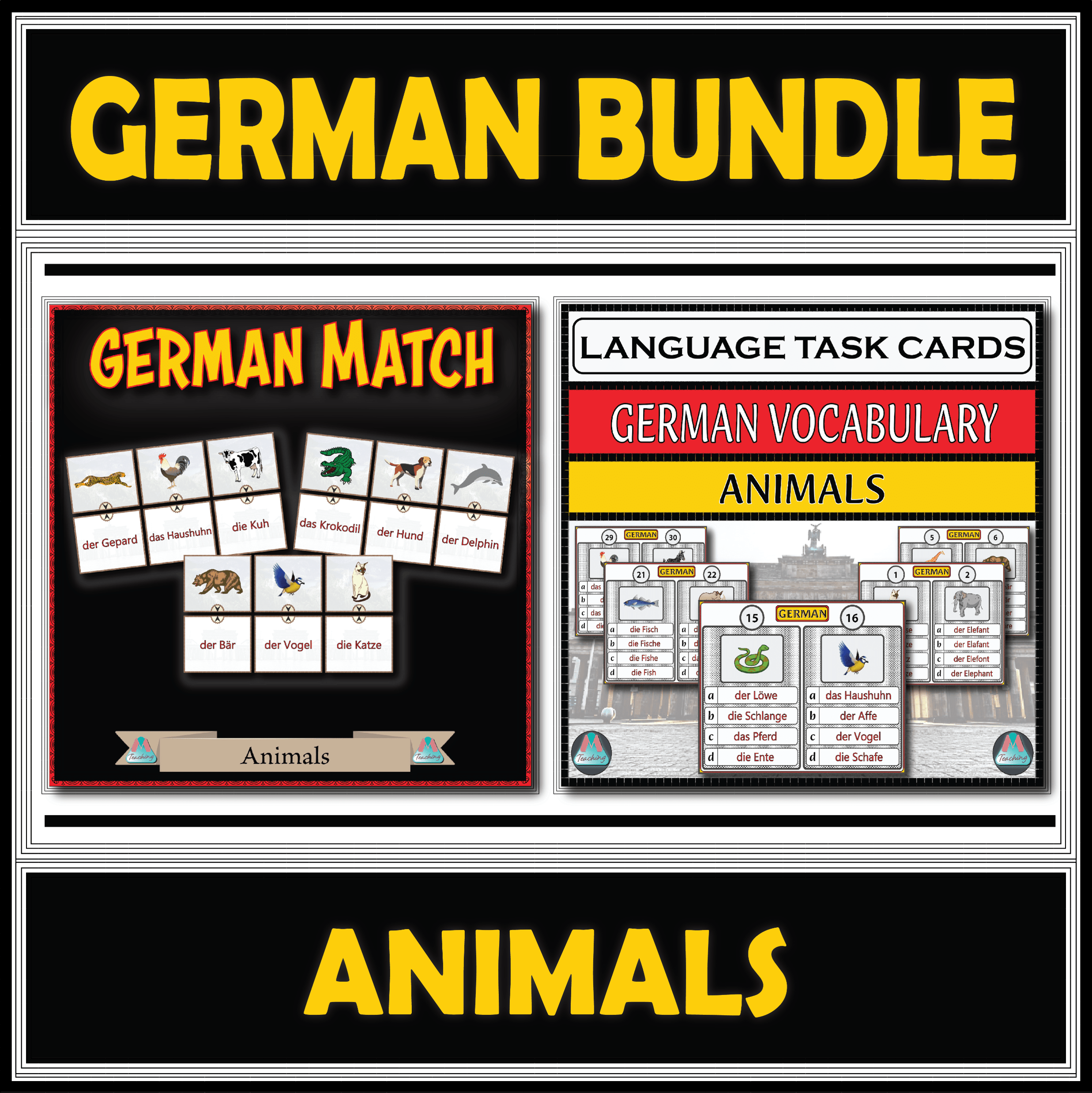 German Match & Task Cards - Animals Bundle Printables