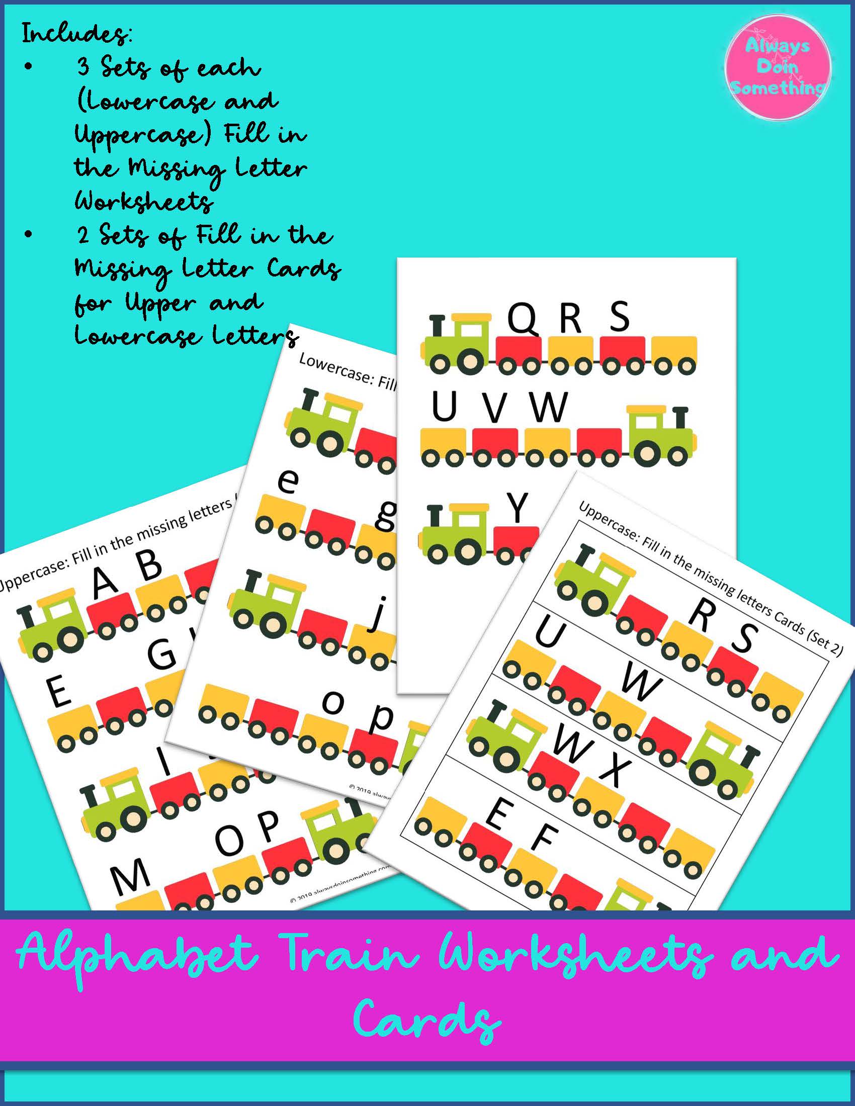 Alphabet Train Worksheets and Cards