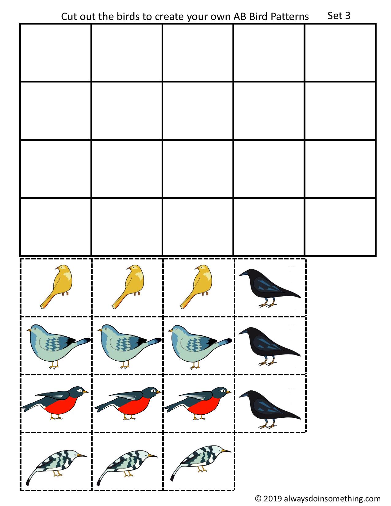 Bird Patterns Worksheets