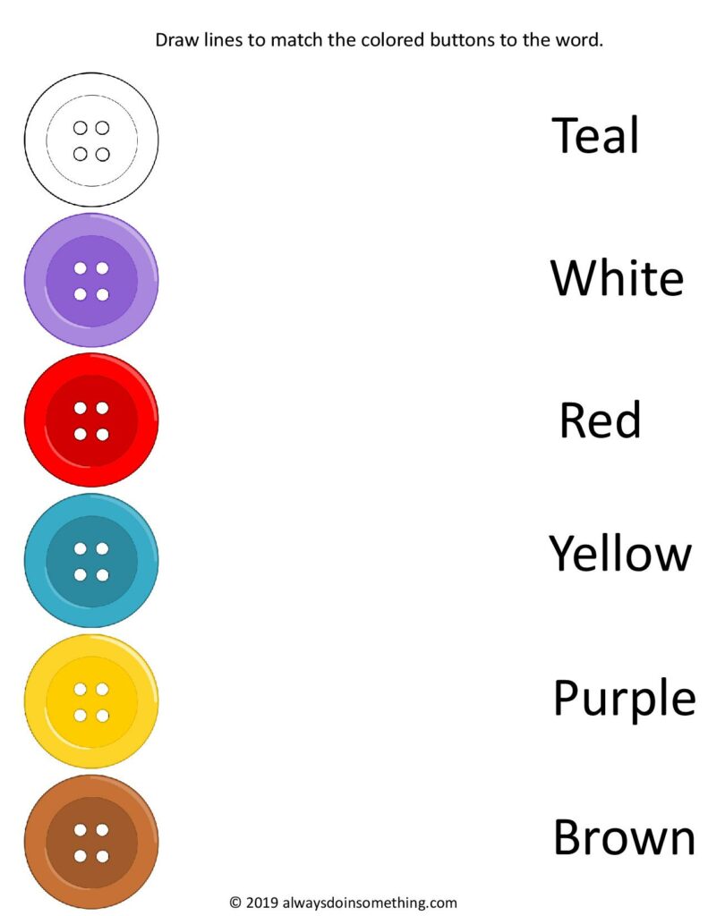 Button Color Matching Worksheets | Made By Teachers