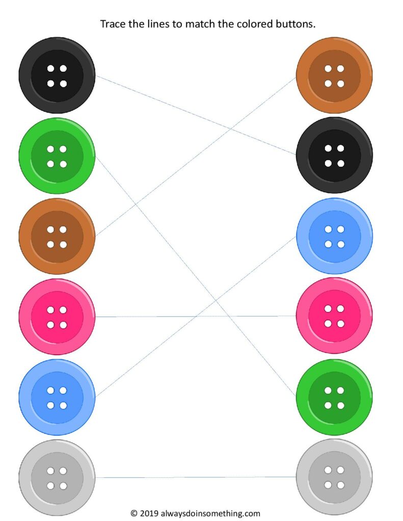 Button Difference Worksheet Button Color Matching Worksheets | Made By Teachers