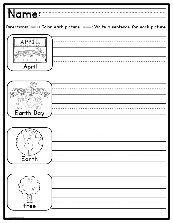 Simply Sentences - Earth Day - No Prep Sentence Writing Center or ...