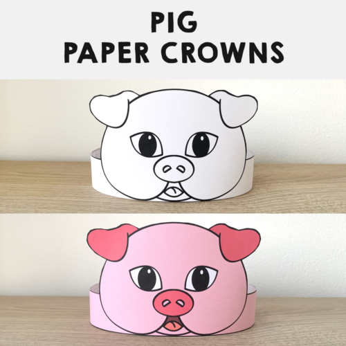 pig paper crowns printable farm animal coloring craft made by teachers