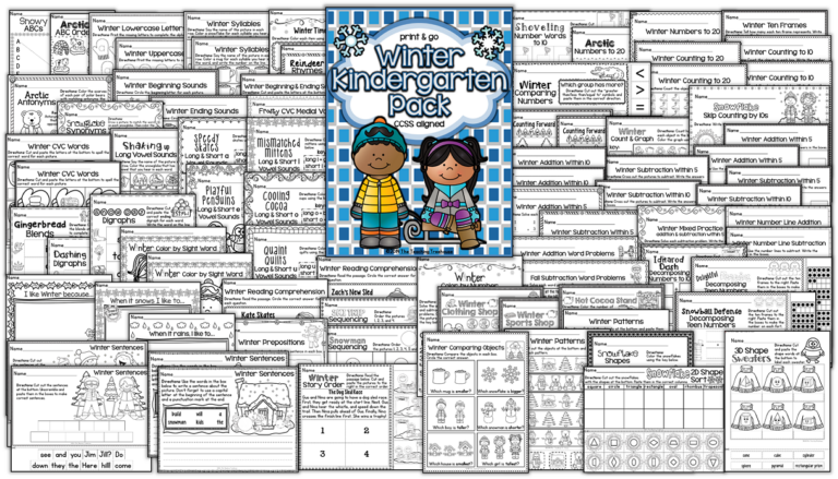 Winter Kindergarten Pack, No Prep, CCSS Aligned | Made By Teachers