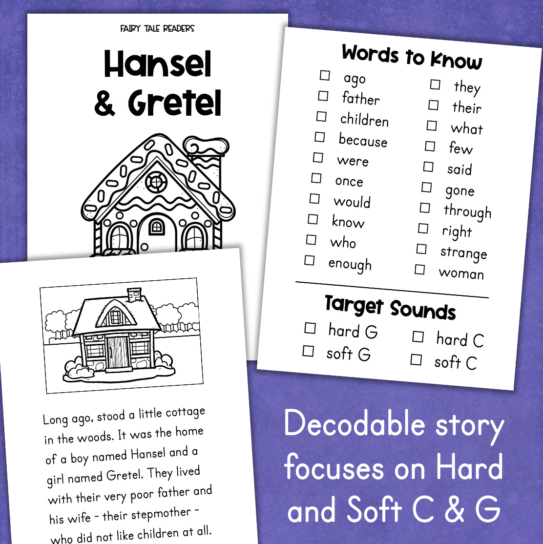 Hansel Gretel Hard And Soft C G Decodable Reader Worksheets 