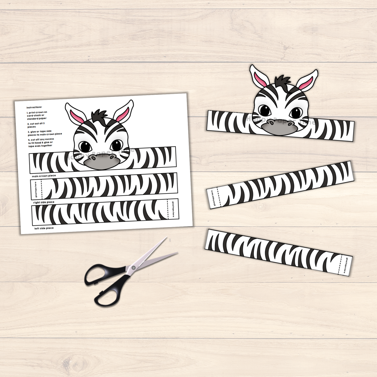 Zebra Paper Crown Printable Africa Animal Costume Craft - Made By Teachers