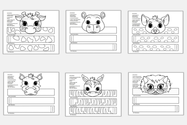 African Animals Paper Crowns Printable Coloring Craft Activity | Made ...