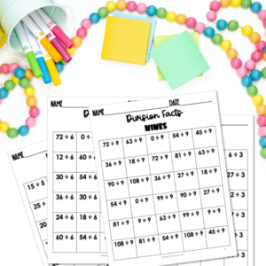 Division Facts Fluency Practice Worksheets | Divide 0 to 12
