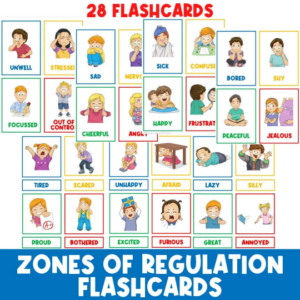 ZONES OF REGULATIONS FLASHCARDS | EMOTIONAL REGULATION | FEELINGS ...