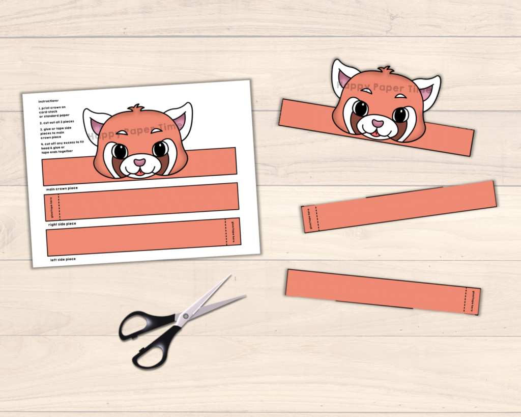 Red panda Paper Crown Printable Asian Animal Costume Craft - Made By ...
