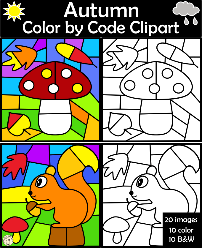 Autumn / Fall Color by Code Clip Art | Made By Teachers
