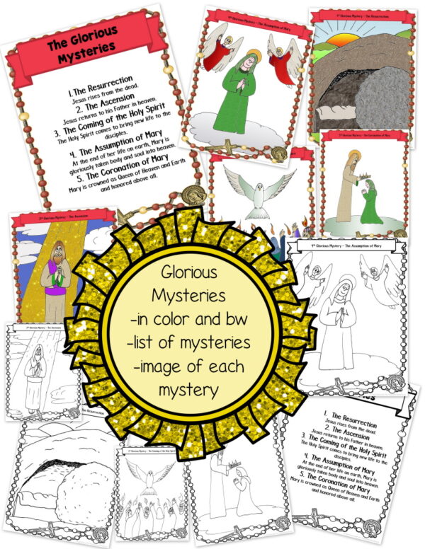 Mysteries of the Rosary Posters and Coloring Pages - Made By Teachers