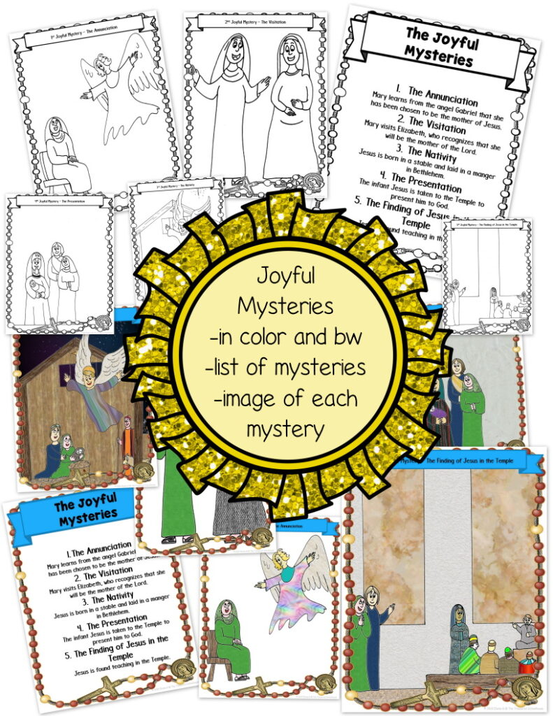 Mysteries of the Rosary Posters and Coloring Pages - Made By Teachers