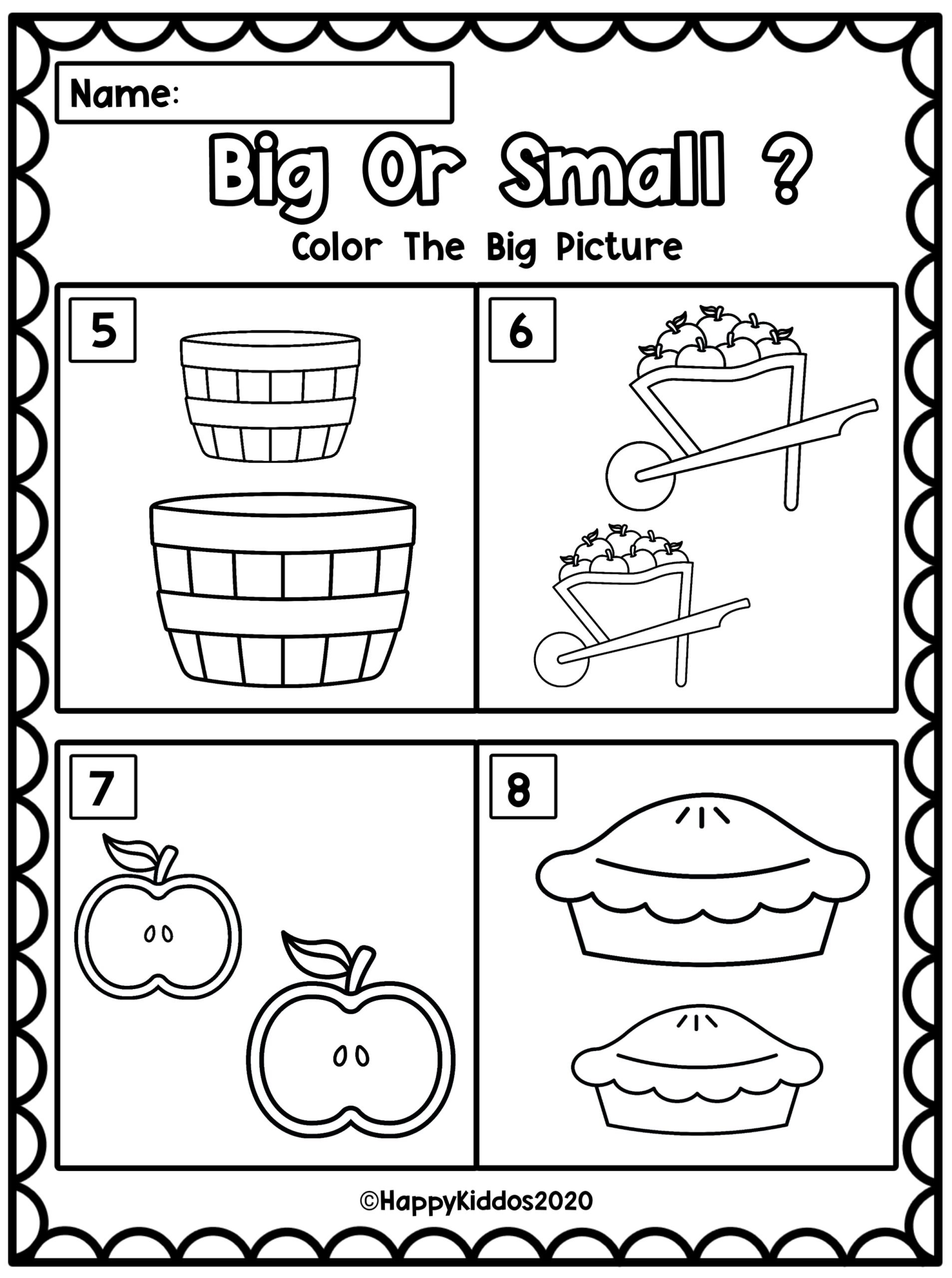 Big Vs Small Size Comparison Worksheets For Preschool And Kindergarten