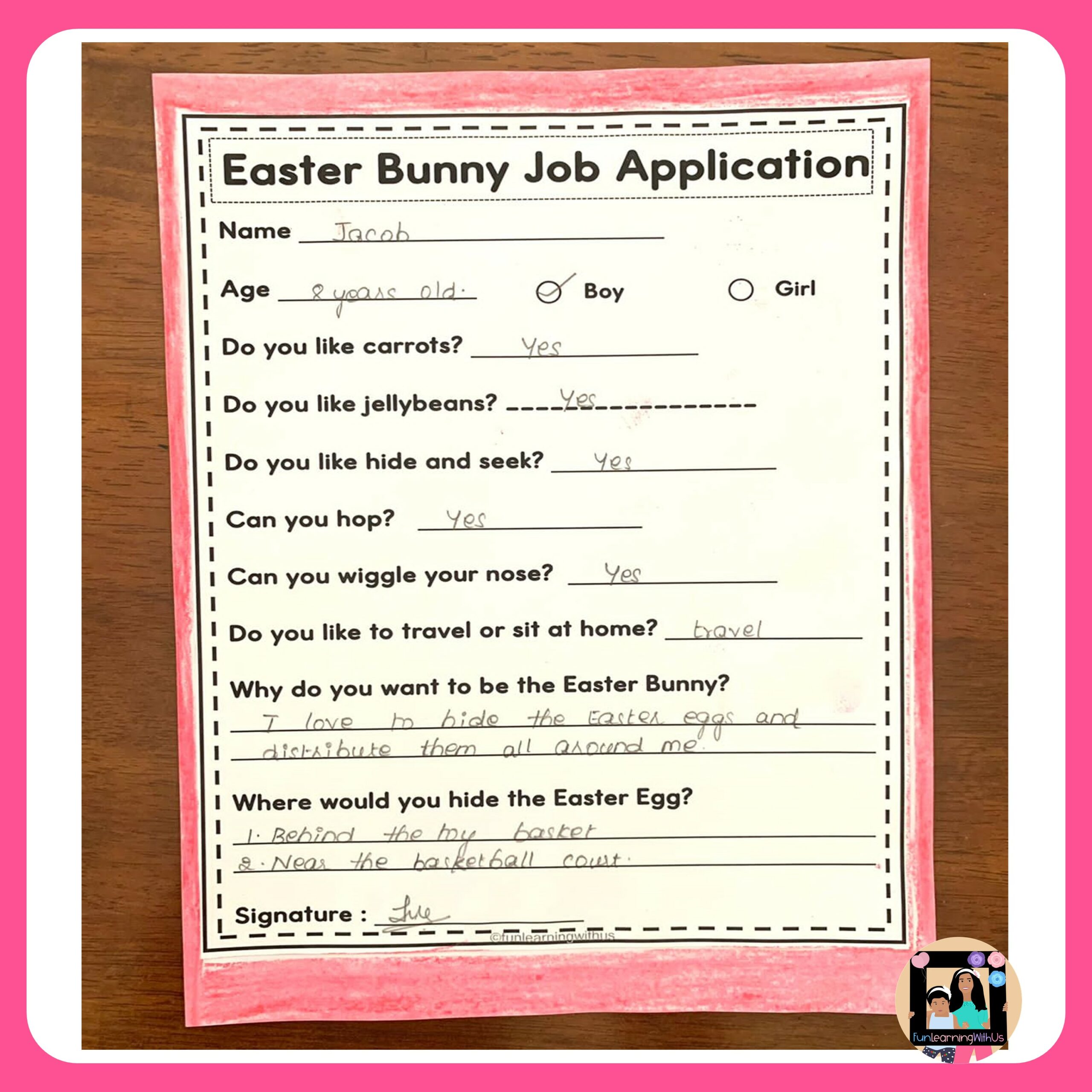 Easter Writing Craft Activity Easter Bunny Job Application Made By