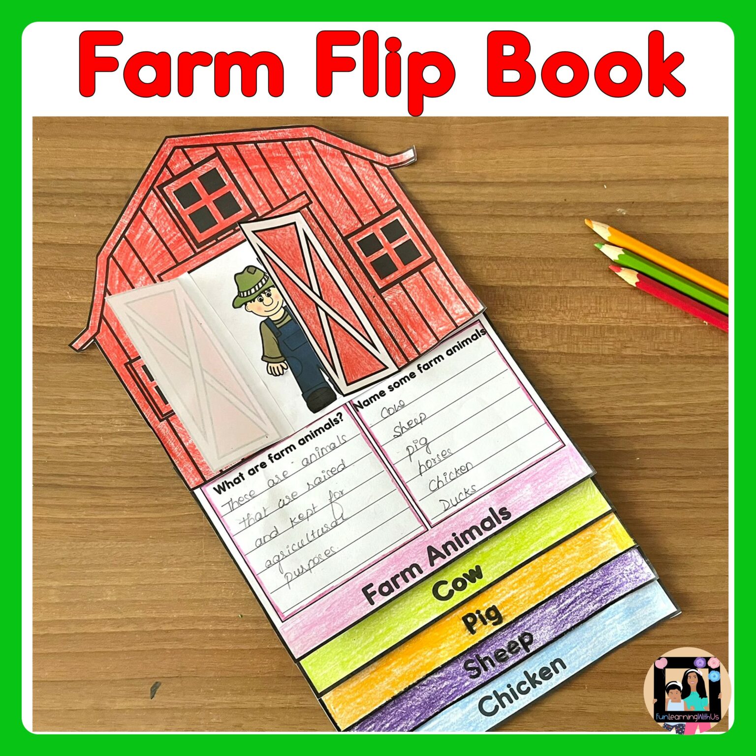 Farm Flip Exploding Farm Flip Book for Kindergarten & grade1 Students - Made By Teachers