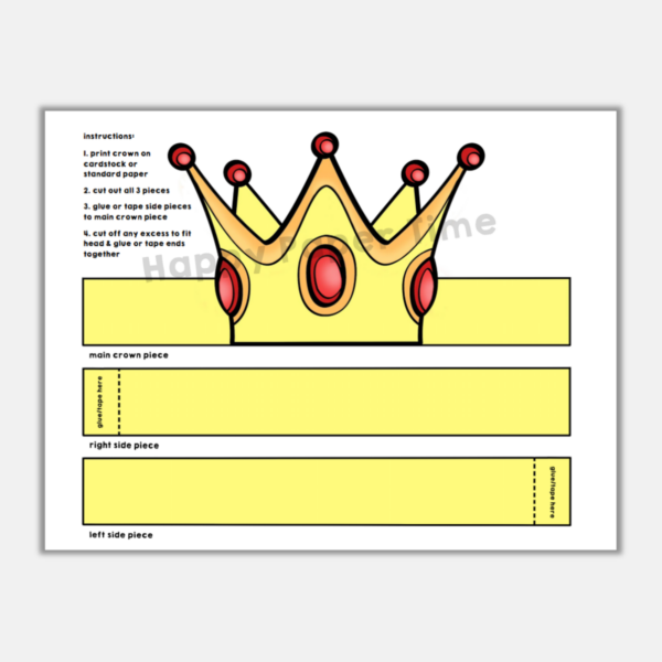 Princess Paper Gold Crown Printable Royal Costume Craft Activity | Made ...