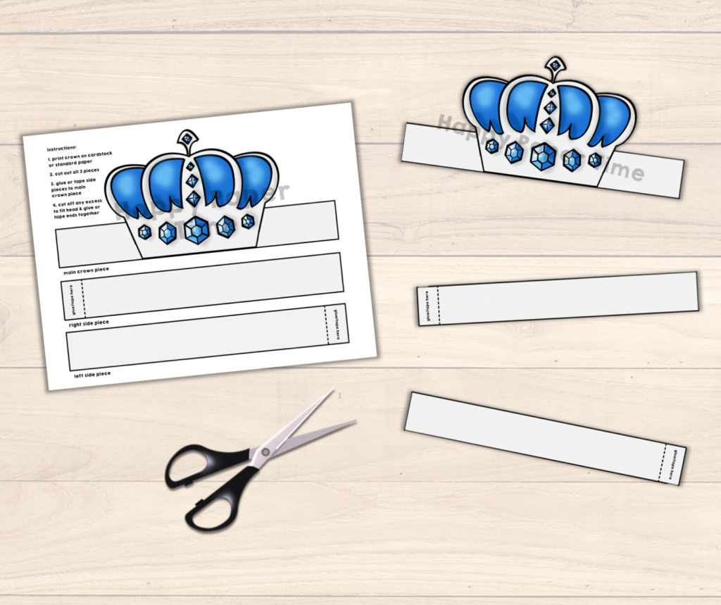 Prince King Paper Silver Crown Printable Royal Costume Craft Activity ...