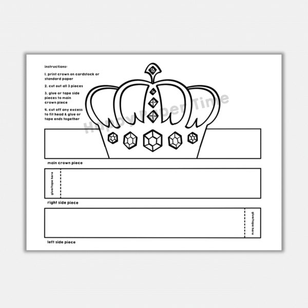Prince King Paper Crowns Printable Royal Coloring Costume Craft ...