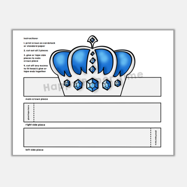 Prince King Paper Crowns Printable Royal Coloring Costume Craft ...