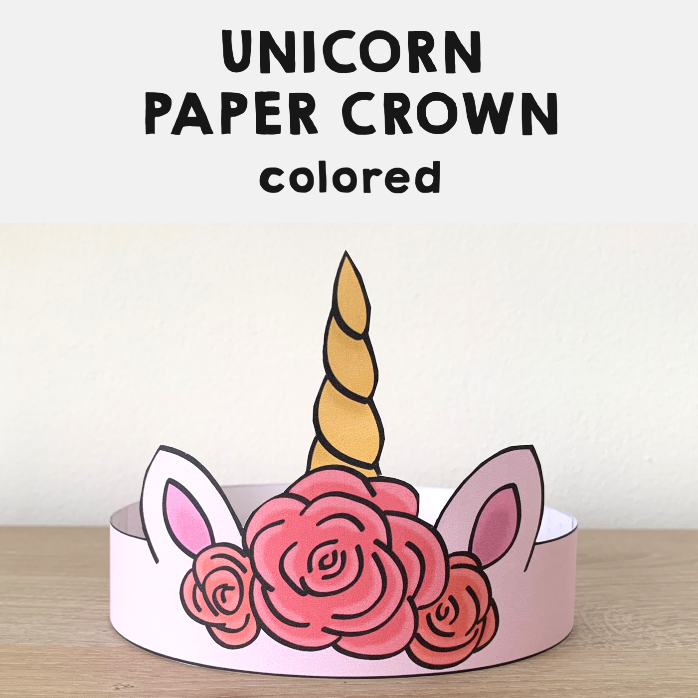 unicorn paper crown printable flowers costume craft activity made by teachers