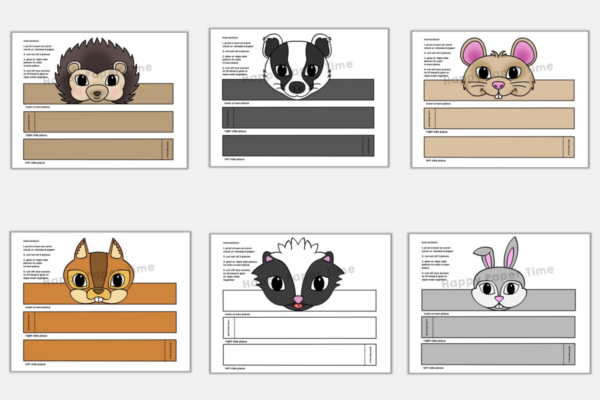 Woodland Animals Paper Crowns Printable Coloring Forest Craft Activity ...