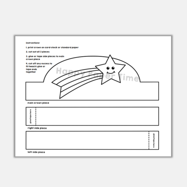 Shooting Star Paper Crown Printable Astronomy Weather Coloring Craft ...