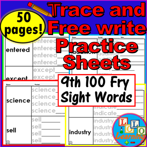 BUNDLE: Trace and Free-Write Practice Sheets ALL 1000 FRY SIGHT WORDS ...