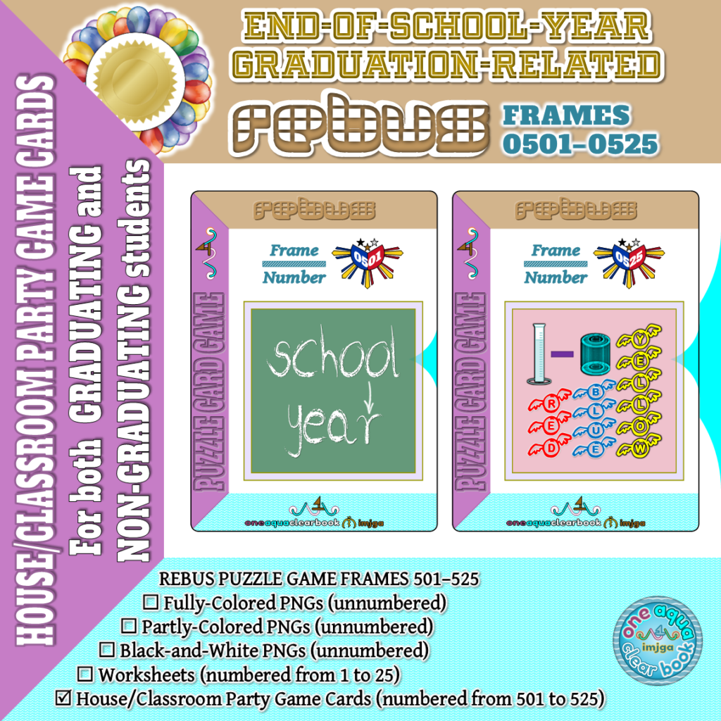 END OF YEAR & GRADUATION Rebus Puzzle Party Game Cards 501–525 - Made ...
