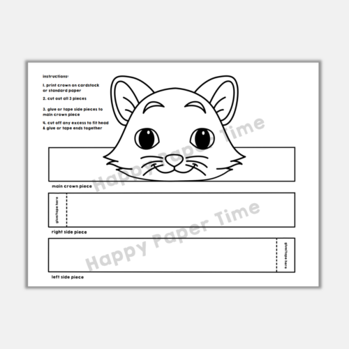 Cat Paper Crown Printable Coloring Pets Animal Craft Activity Made By